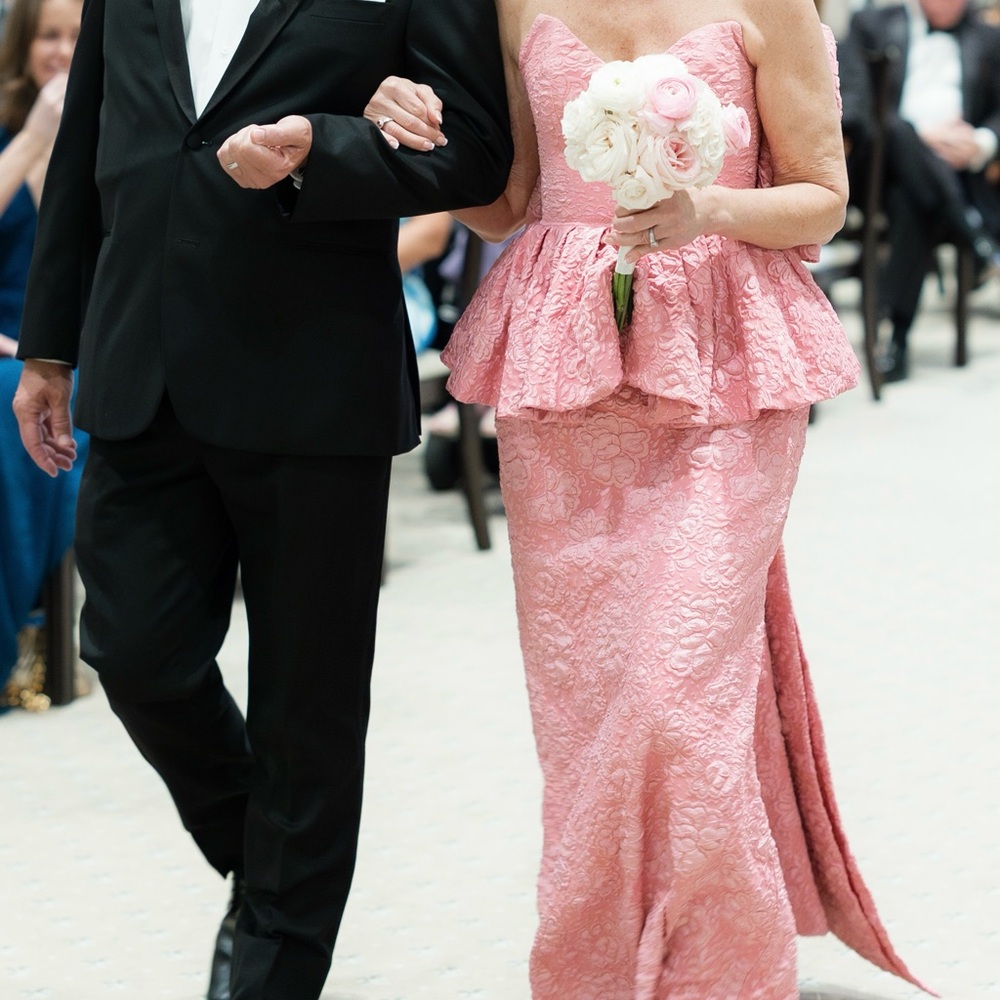 Jovani Pink Floral Lace Maxi Dress with Peplum - Picture 8 of 8